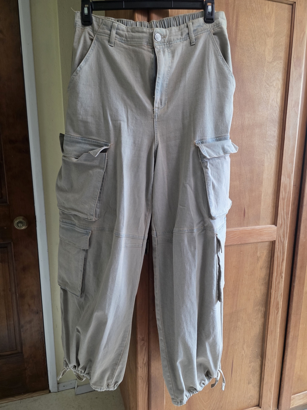 Madden Girl Light Khaki Cargo Pants with Drawstring Ankles